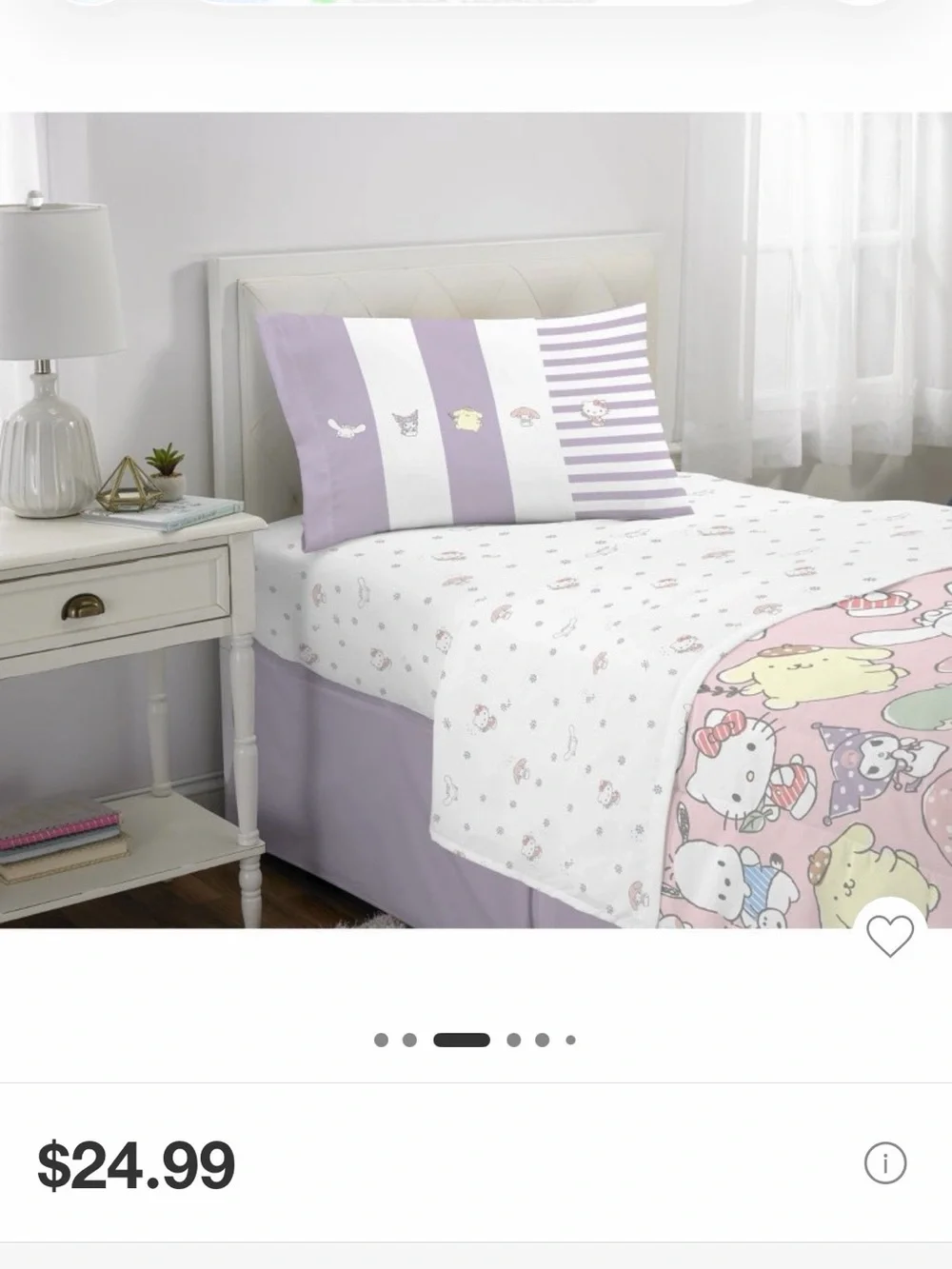 Hello Kitty Comforter, fitted sheet and pillowcase. Size: Twin
